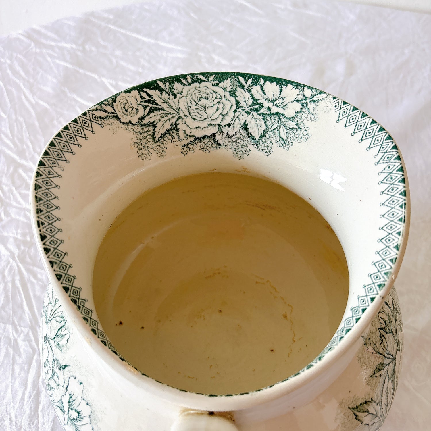 フランスアンティーク サンタマン JARDINIERE ジャルディニエール ピシェ 水差し グリーン
