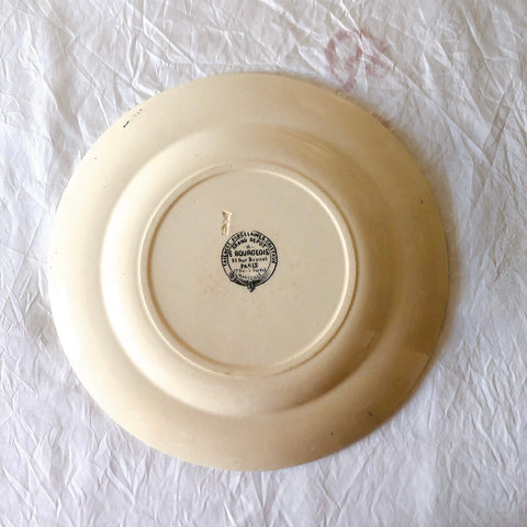 フランスアンティーク  GRAND DEPOT E.Bourgeois グランデポ エミールブルジョワ　蝶鳥柄　ディナープレート 平皿 フランスアンティーク食器 ブロカント 蚤の市