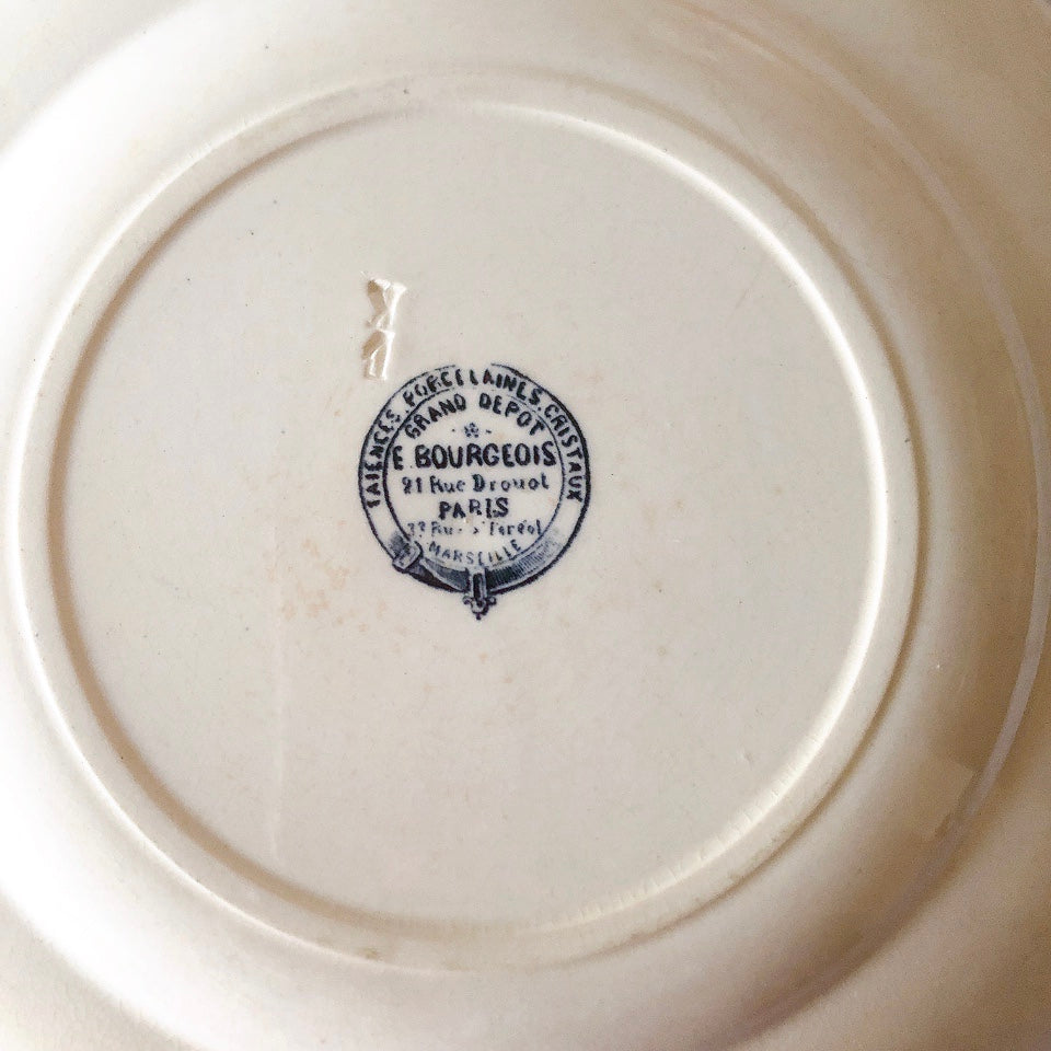 フランスアンティーク  GRAND DEPOT E.Bourgeois グランデポ エミールブルジョワ　蝶鳥柄　ディナープレート 平皿 フランスアンティーク食器 ブロカント 蚤の市