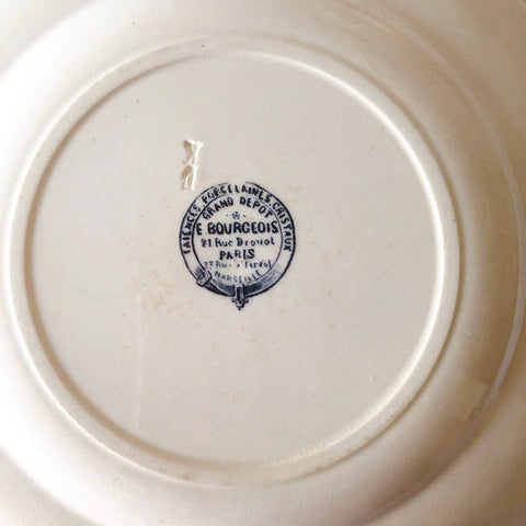 フランスアンティーク  GRAND DEPOT E.Bourgeois グランデポ エミールブルジョワ　蝶鳥柄　ディナープレート 平皿 フランスアンティーク食器 ブロカント 蚤の市