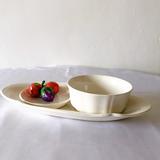 GIEN ジアン ラヴィエ 前菜用皿セット 白 A フランスアンティーク食器 ブロカントアンティーク 蚤の市