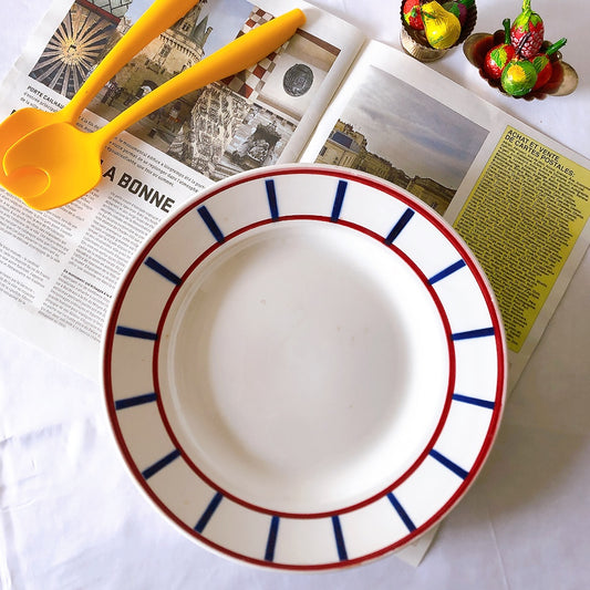 ディゴワンサルグミンヌ バスク柄プレート 大皿 30.8cm『ルージュ・マリン』フランスアンティーク食器 フランス蚤の市・ブロカント バスク柄食器