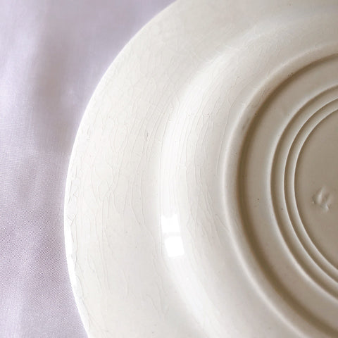 フランスアンティーク HBCM Béarn クレイユエモントロー バスク柄デザートプレート レッドxブルー　フランスアンティーク食器 ブロカント 蚤の市