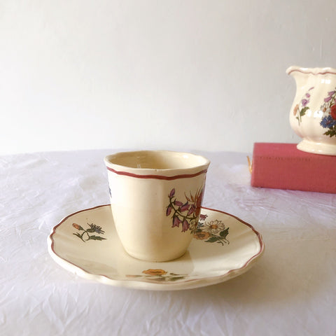 ディゴワンサルグミンヌ Digoin＆sarreguemines アグレスト コーヒーカップ＆ソーサー２客セット フランスアンティーク食器 フランス蚤の市・ブロカント