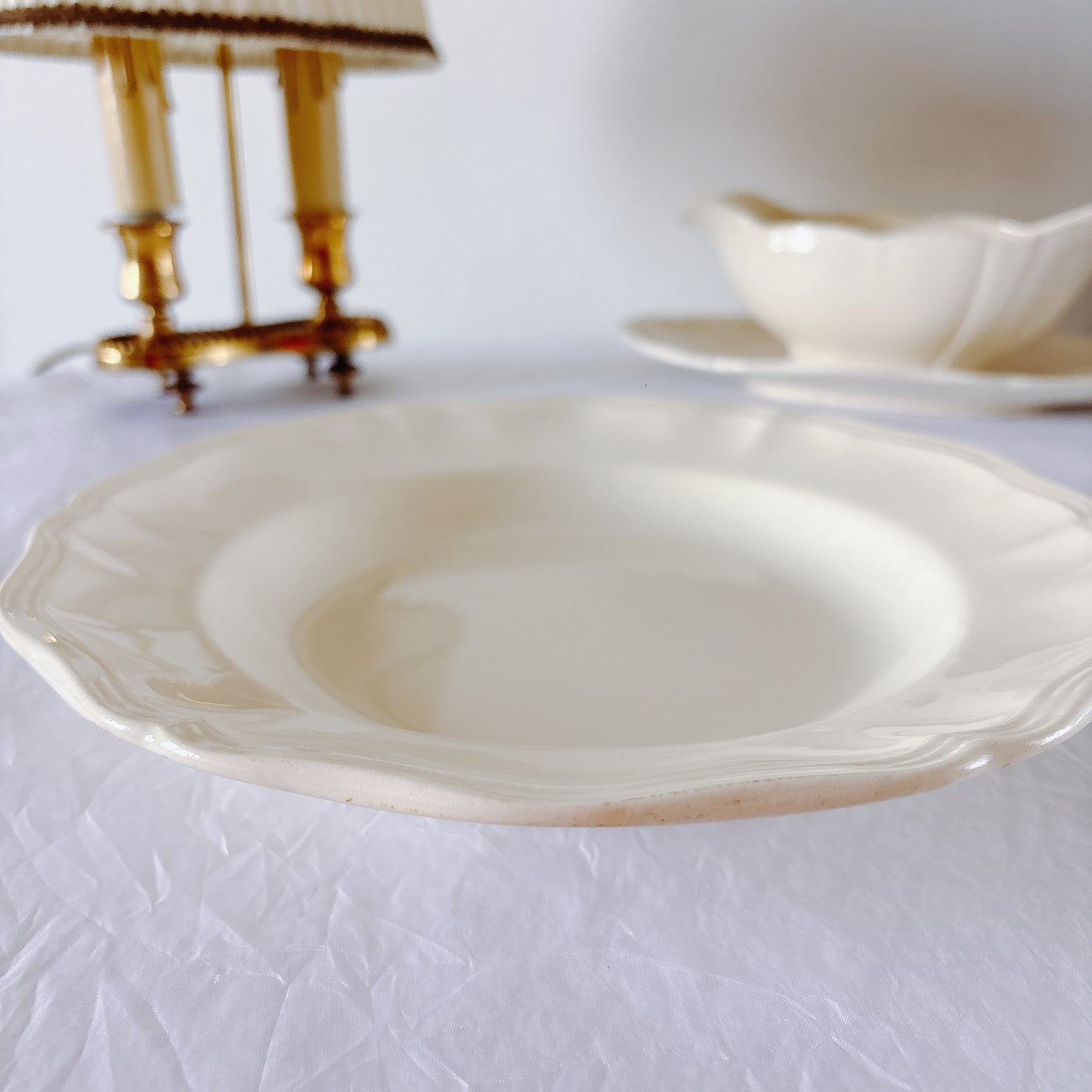 フランス ディゴワン＆サルグミンヌ 花リム スーププレート 深皿 フランスアンティーク食器 ブロカント　蚤の市