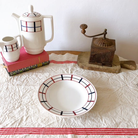 サンタマン St Amand バスク柄 スーププレート/深皿 c フランスアンティーク食器 バスク柄プレート 蚤の市 ブロカント