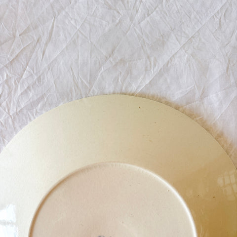 クレイユモントロー HBCM Béarn バスク柄カップ＆ソーサー「イエローｘブルー」 フランスアンティーク食器 ブロカント バスク柄アンティーク