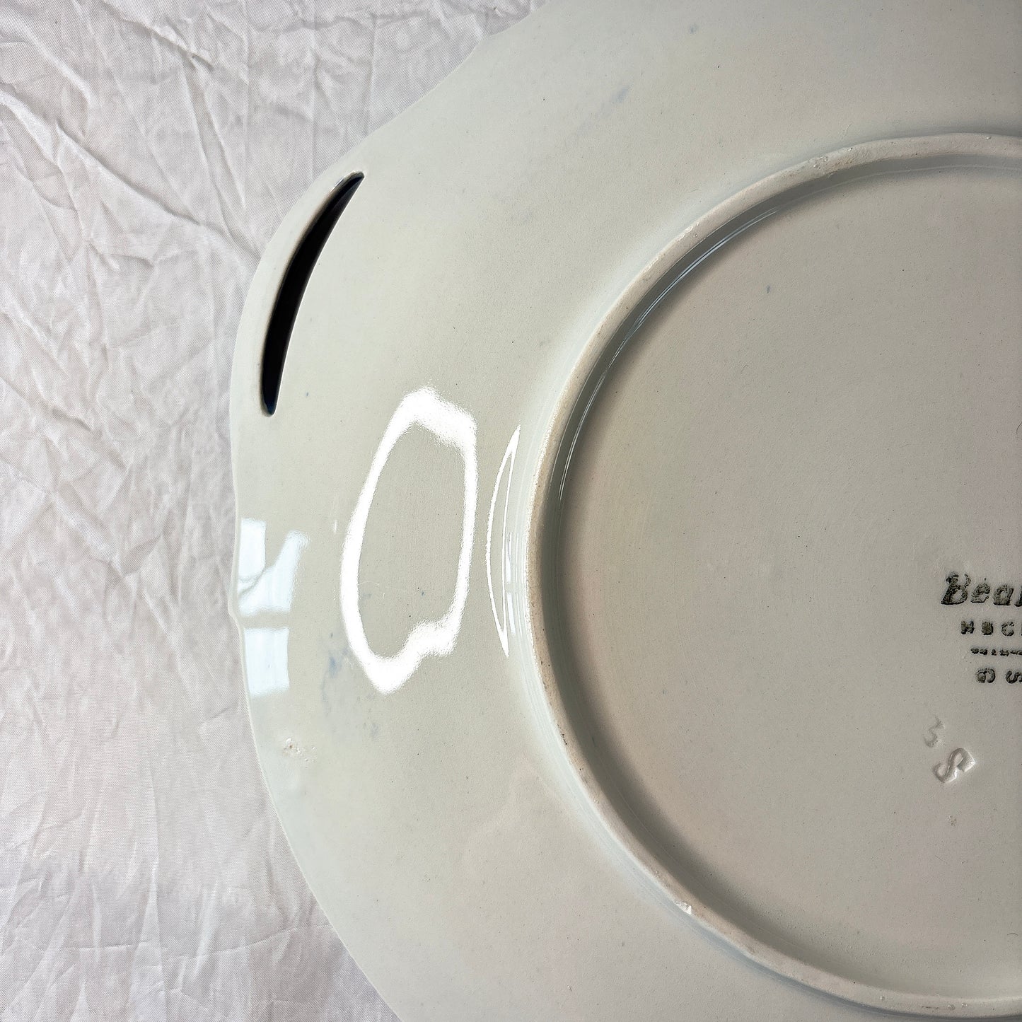 クレイユモントロー HBCM Béarn バスク柄 タルトプレート  バスク柄アンティーク フランスアンティーク食器　　蚤の市　ブロカント