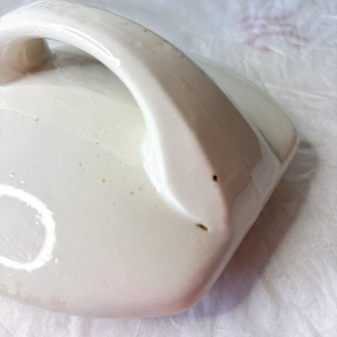 クレイユエモントロー  HBCM Béarn バスク柄 陶器キャニスター 「赤x青 」フランスアンティーク　ブロカント　蚤の市