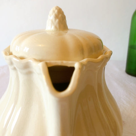 ディゴワンサルグミンヌ Digoin＆sarreguemines 花リム ティー/コーヒーポット フランスアンティーク食器 フランス蚤の市・ブロカント