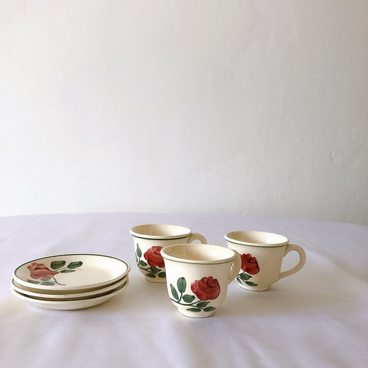 ショワジールロワ　HB & Cie Choisy le Roi『ローズ』ディネットカップアンドソーサーセット フランスアンティーク食器　ブロカントアンティーク　蚤の市