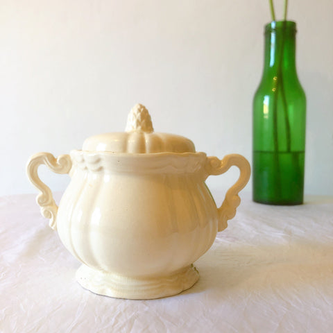 ディゴワンサルグミンヌ Digoin＆sarreguemines 花リム シュガーポット フランスアンティーク食器 フランス蚤の市・ブロカント