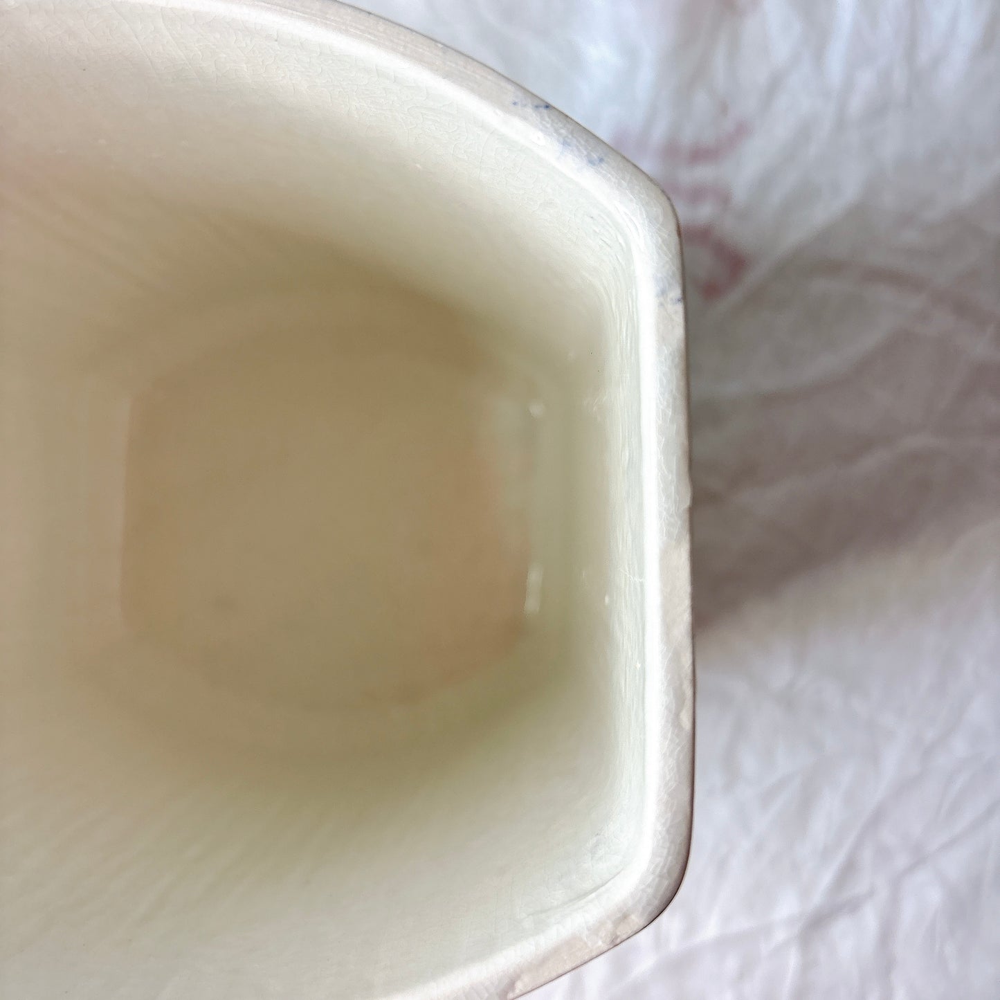 クレイユエモントロー  HBCM Béarn バスク柄 陶器キャニスター 「赤x青 」フランスアンティーク　ブロカント　蚤の市