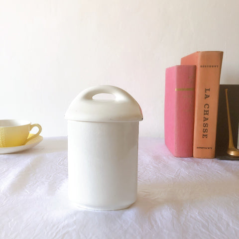 フランスアンティーク サンタマン バスク柄陶器キャニスター 「イエロー・ブルー」 フランスアンティーク食器　ブロカント　蚤の市