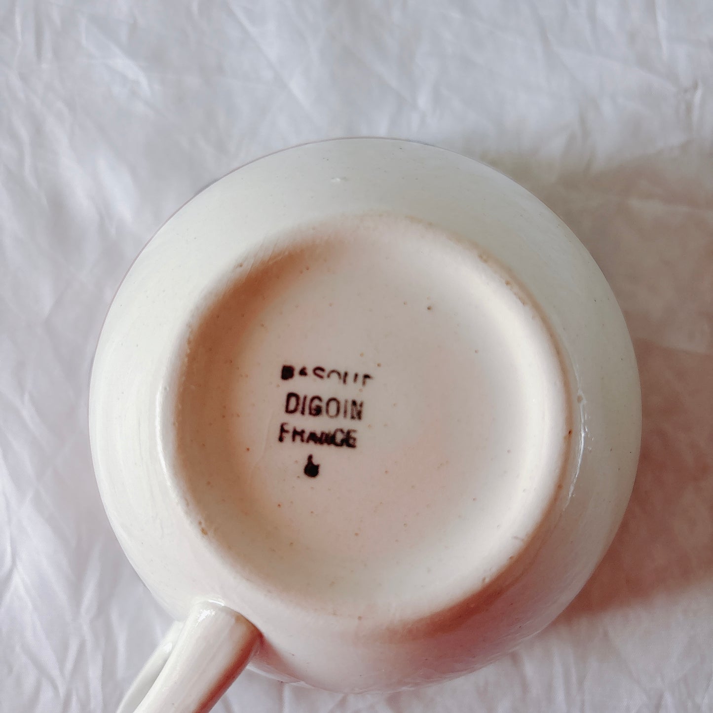 ディゴワンサルグミンヌ バスク柄 コーヒーカップ 200ml『ルージュ・マリン』 フランスアンティーク食器 蚤の市　ブロカント　バスク柄食器