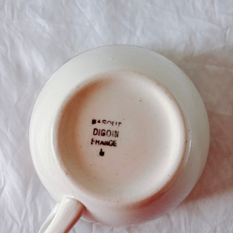 ディゴワンサルグミンヌ バスク柄 コーヒーカップ 200ml『ルージュ・マリン』 フランスアンティーク食器 蚤の市　ブロカント　バスク柄食器