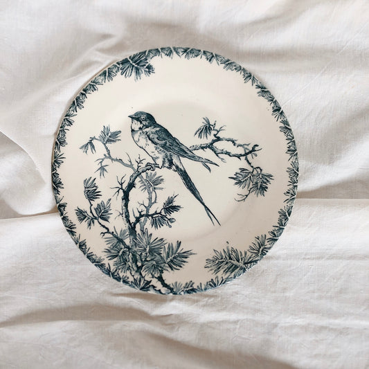 フランスアンティークプレート GIEN ジアン プロヴァンサル デザートプレート A ジアンブルー アンティーク食器・皿 ブロカント 蚤の市