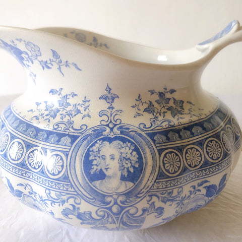 フランスアンティーク UCサルグミンヌ　パリジア　parisia ブルー ピッチャー ピシェ 水差し アンティーク食器 ブロカント 蚤の市
