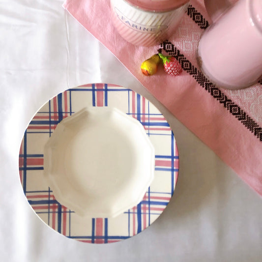 クレイユエモントロー HBCM ECOSSAIS スーププレート/深皿 B フランスアンティーク食器 ブロカントアンティーク 蚤の市