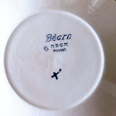 クレイユモントロー HBCM Béarn バスク柄 カップ＆ソーサー「イエローｘブルー」A フランスアンティーク食器　ブロカントアンティーク　蚤の市