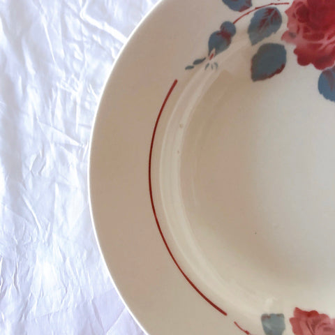 フランスアンティーク　バドンヴィレー　バラ柄スーププレート　深皿　フランスアンティーク食器 ブロカントアンティーク 蚤の市