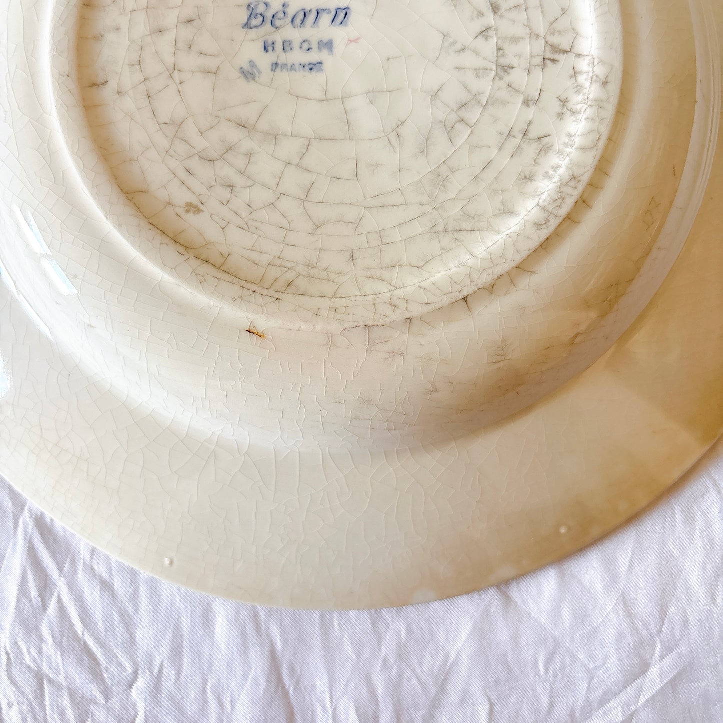 HBCM Béarn バスク柄 スーププレート レッドxダークブルー｜フランスアンティーク食器