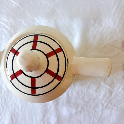 フランスアンティーク サンタマン　バスク柄 カフェオレポット / コーヒーポット
 「ルージュxマリン」フランスアンティーク食器　ブロカント　蚤の市