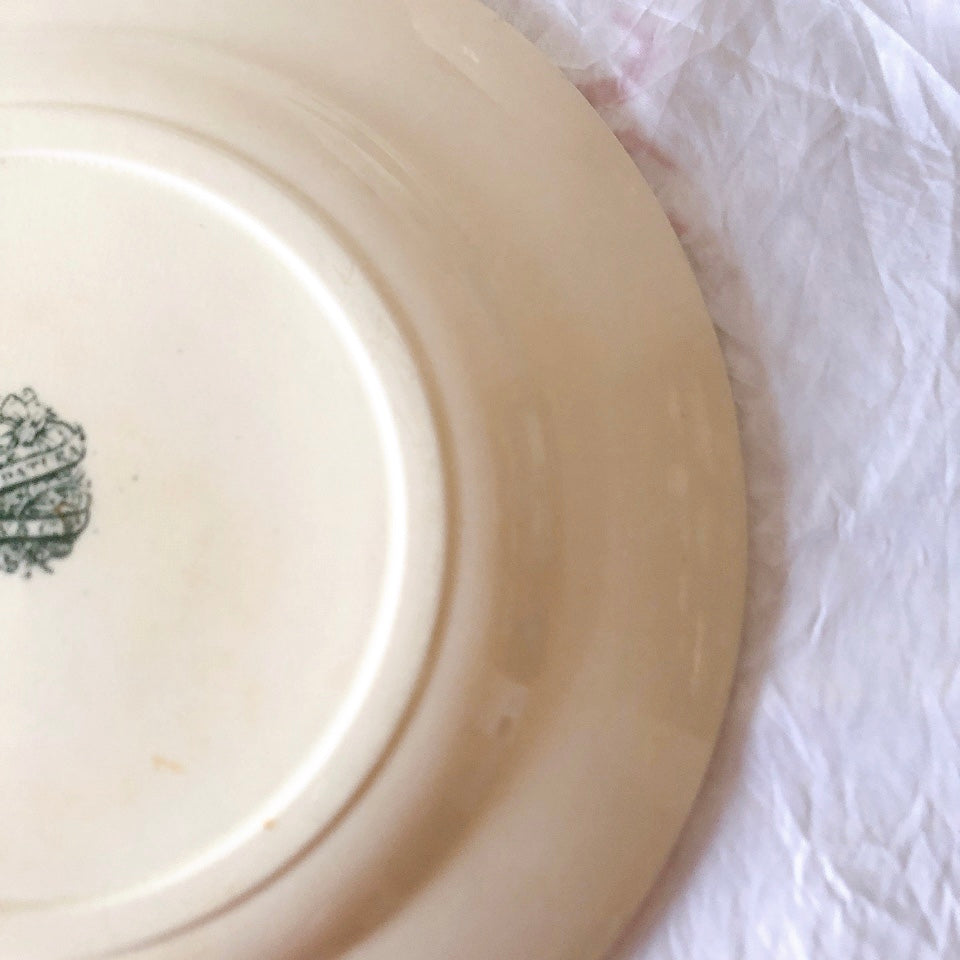 ヴィエイヤーボルドー ディナープレート／平皿 DATURA　ボタニカル模様 フランスアンティーク食器 ブロカントアンティーク　蚤の市