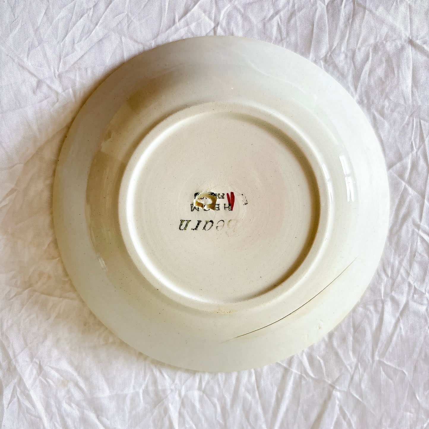 クレイユモントロー HBCM Béarn バスク柄 カップ＆ソーサー「レッドーｘブルー」フランスアンティーク食器 ブロカント 蚤の市