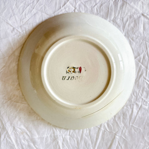 クレイユモントロー HBCM Béarn バスク柄 カップ＆ソーサー「レッドーｘブルー」フランスアンティーク食器 ブロカント 蚤の市