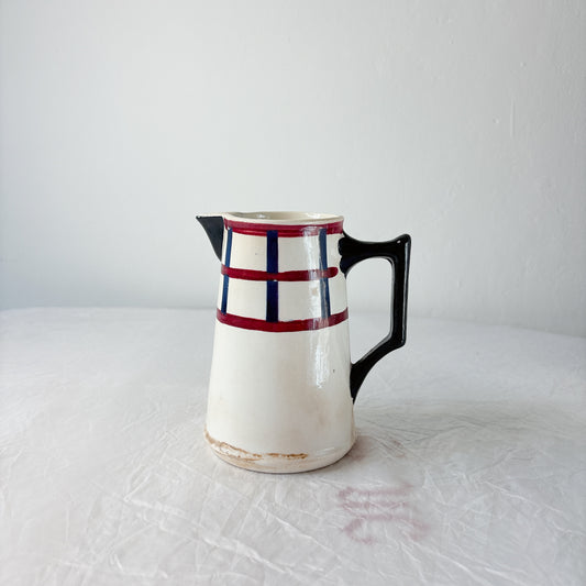 クレイユエモントロー HBCM Béarn バスク柄 ピシェ ミルクポット 400ML「ルージュ・マリン」B フランスアンティーク食器 ブロカント