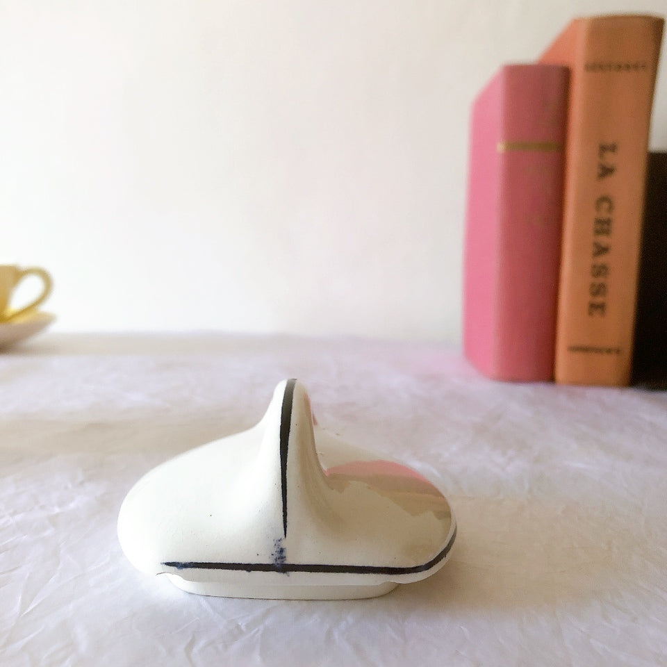 フランスアンティーク サンタマン バスク柄陶器キャニスター 「イエロー・ブルー」 フランスアンティーク食器　ブロカント　蚤の市