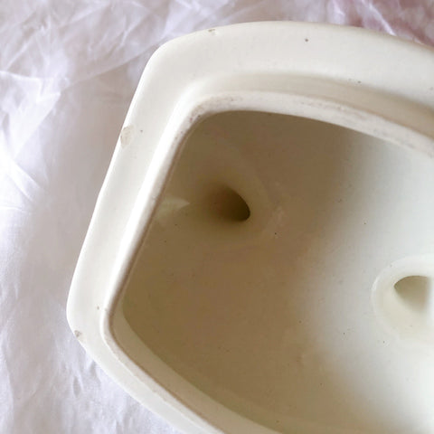 フランスアンティーク サンタマン バスク柄陶器キャニスター 「イエロー・ブルー」 フランスアンティーク食器　ブロカント　蚤の市