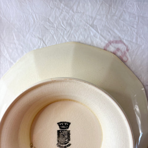 サンタマン １２角形コンポート皿 コンポティエ アイボリー フランスアンティーク食器 ブロカント 蚤の市