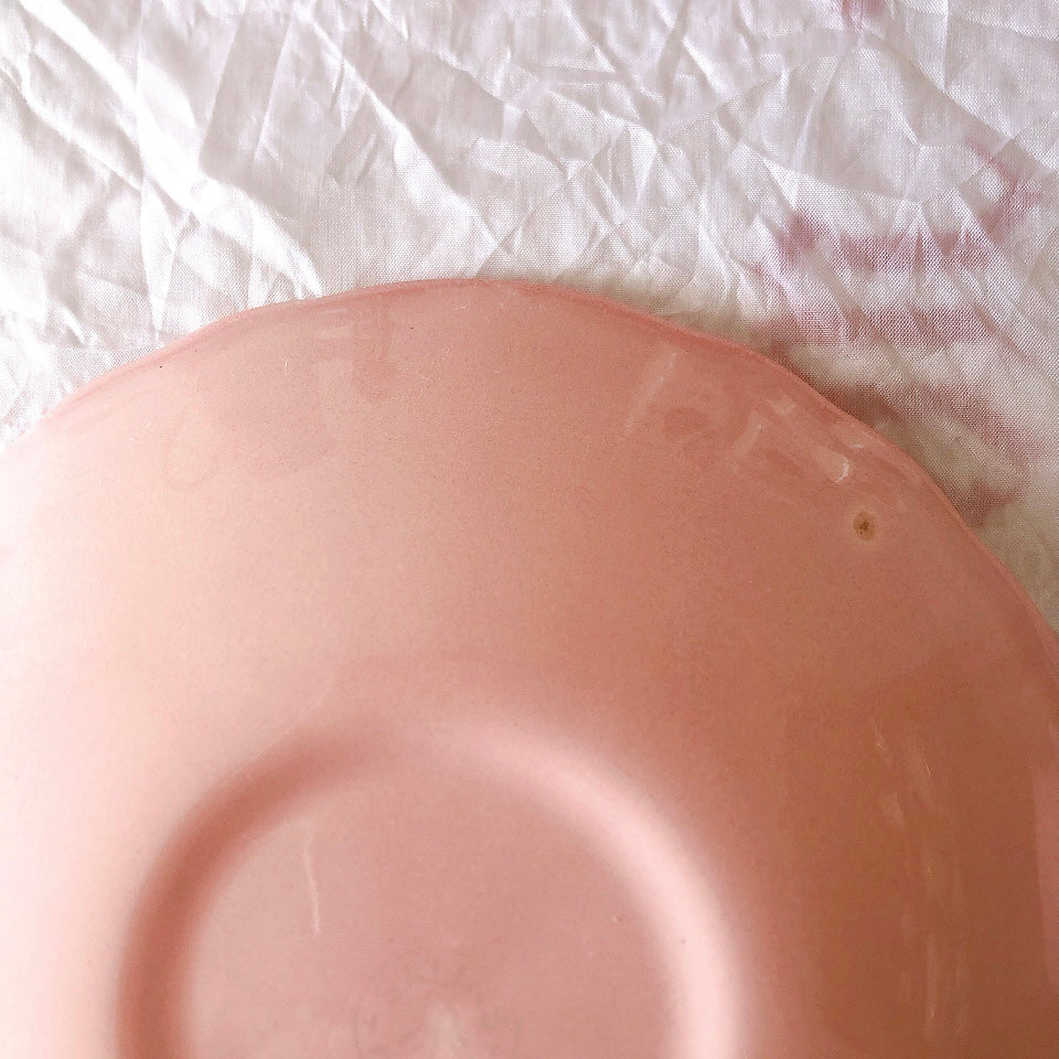 サラン SALINS 花リムカップアンドソーサー　ピンクドット柄　フランスアンティーク食器 フランス蚤の市・ブロカント