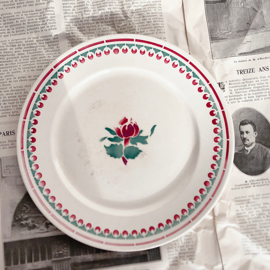 バドンヴィレー Badonviller CAMBON デザートプレート 平皿 フランスアンティーク食器 ビンテージ食器 ブロカント