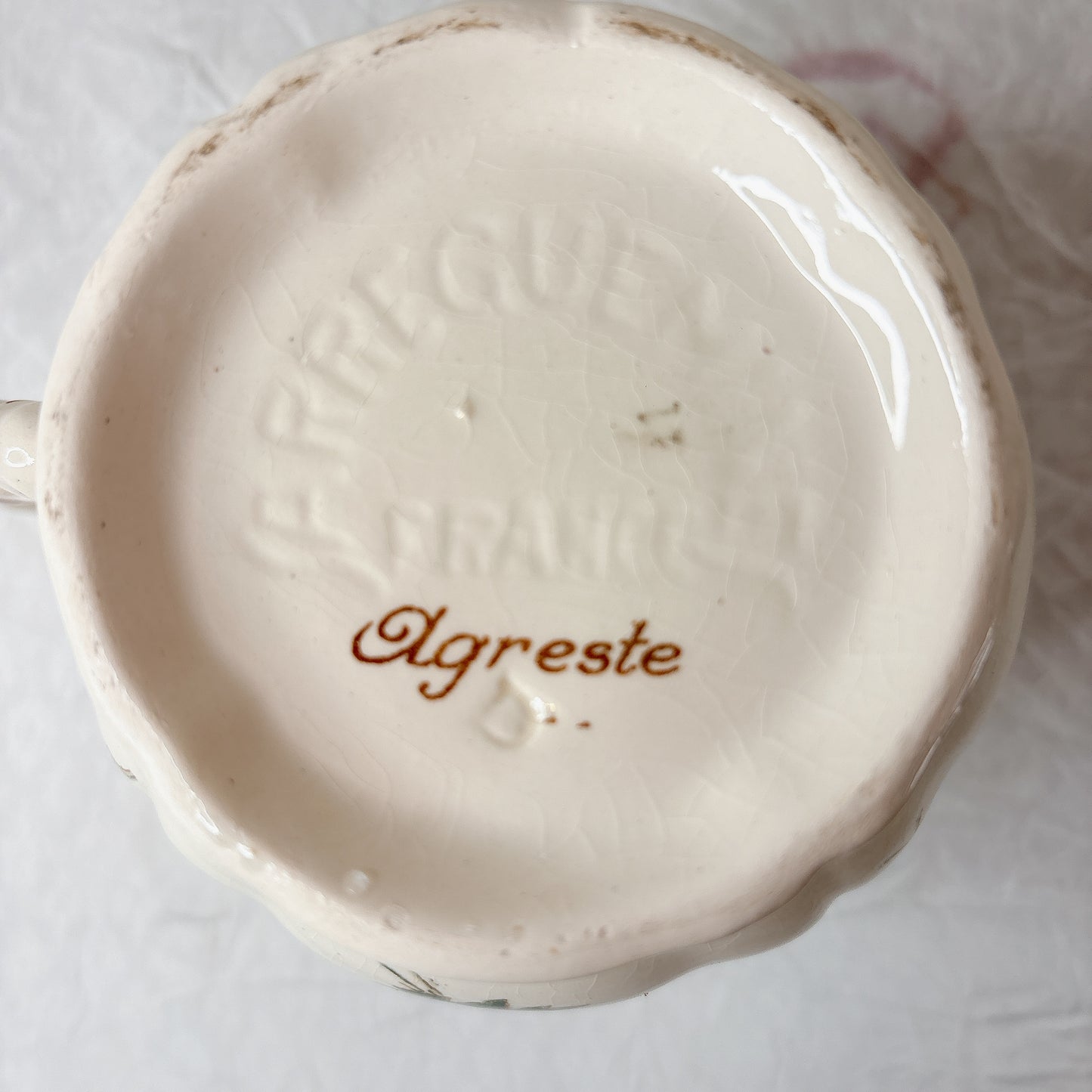 ディゴワンサルグミンヌ Digoin＆sarreguemines アグレスト ミルクポット　フランスアンティーク食器 フランス蚤の市・ブロカント