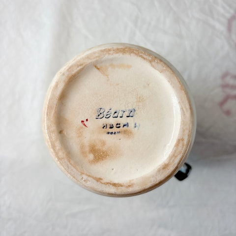 クレイユエモントロー HBCM Béarn バスク柄 ピシェ ミルクポット 400ML「ルージュ・マリン」B フランスアンティーク食器 ブロカント