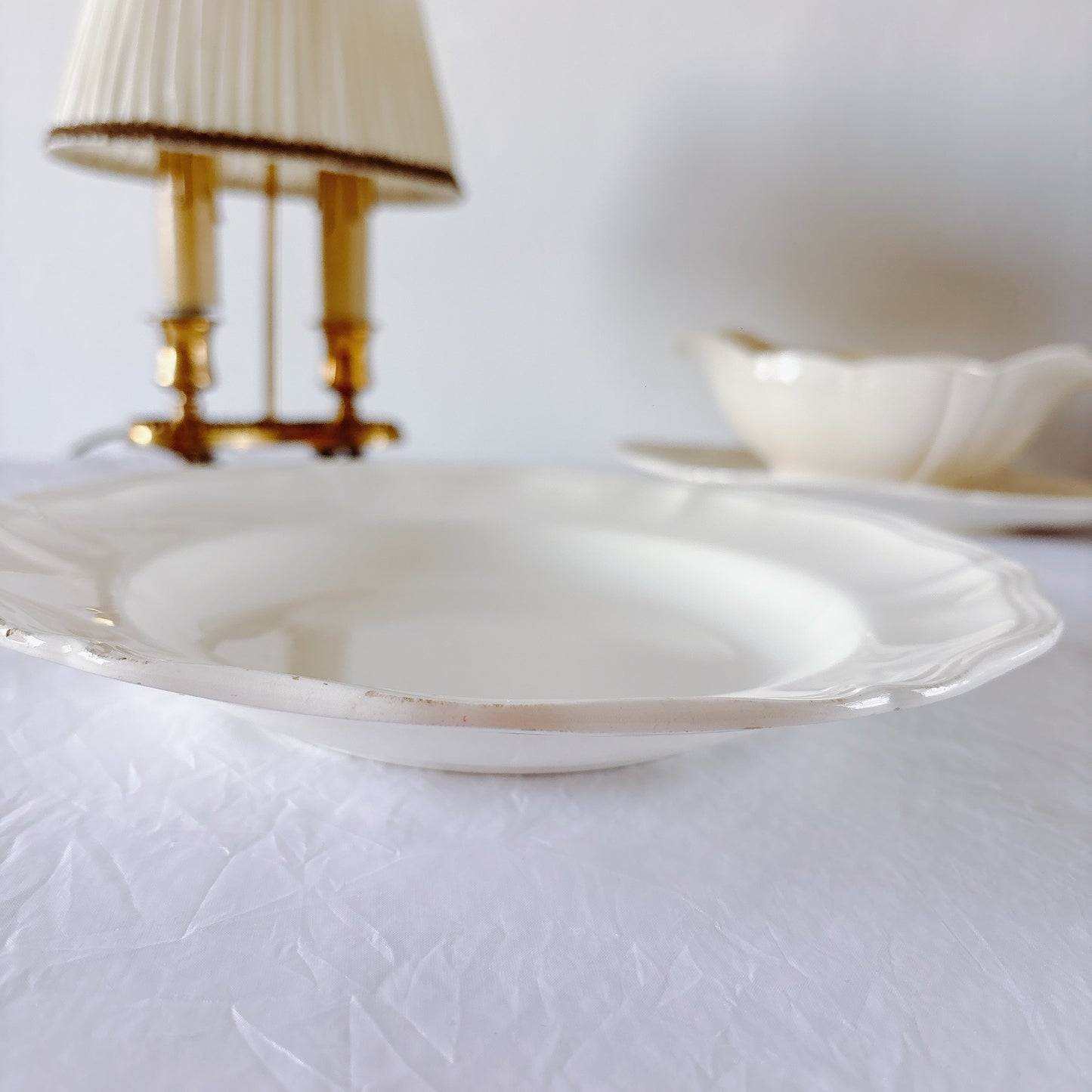 フランス ディゴワン＆サルグミンヌ 花リム スーププレート 深皿 フランスアンティーク食器 ブロカント　蚤の市