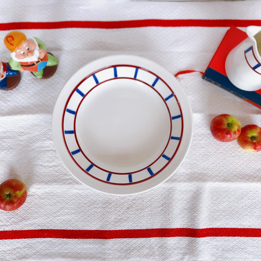 ディゴワンサルグミンヌ バスク柄 大深皿 サラディエ サラダボウル 『ルージュ・マリン』 フランスアンティーク食器 フランス 蚤の市