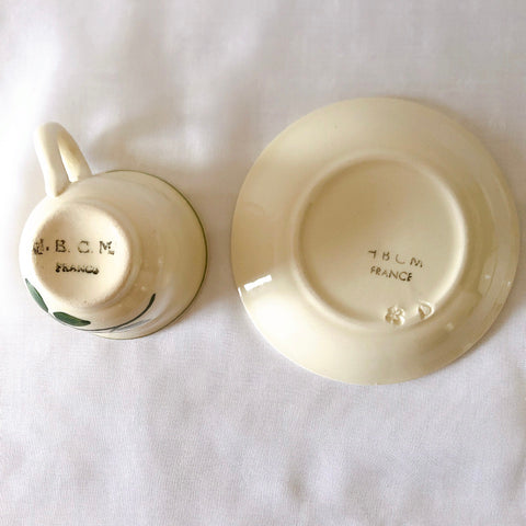 ショワジールロワ　HB & Cie Choisy le Roi『ローズ』ディネットカップアンドソーサーセット フランスアンティーク食器　ブロカントアンティーク　蚤の市