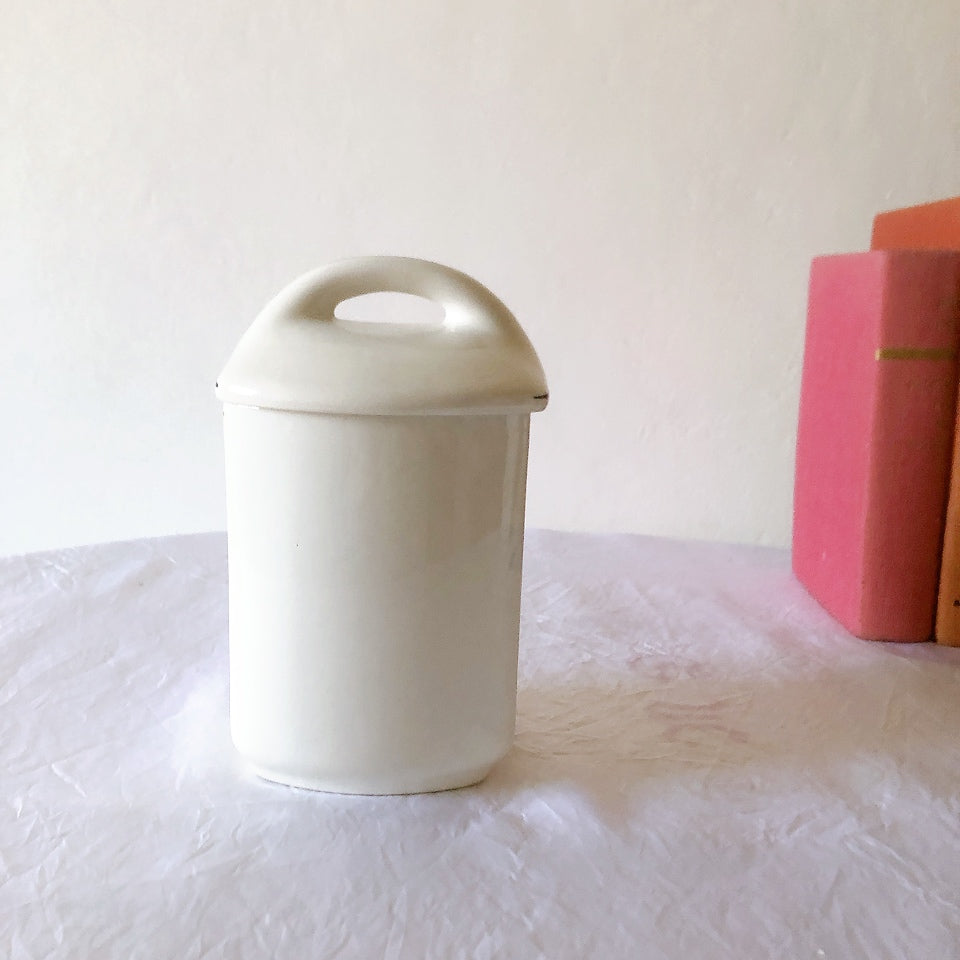 フランスアンティーク サンタマン バスク柄陶器キャニスター 「イエロー・ブルー」 フランスアンティーク食器　ブロカント　蚤の市