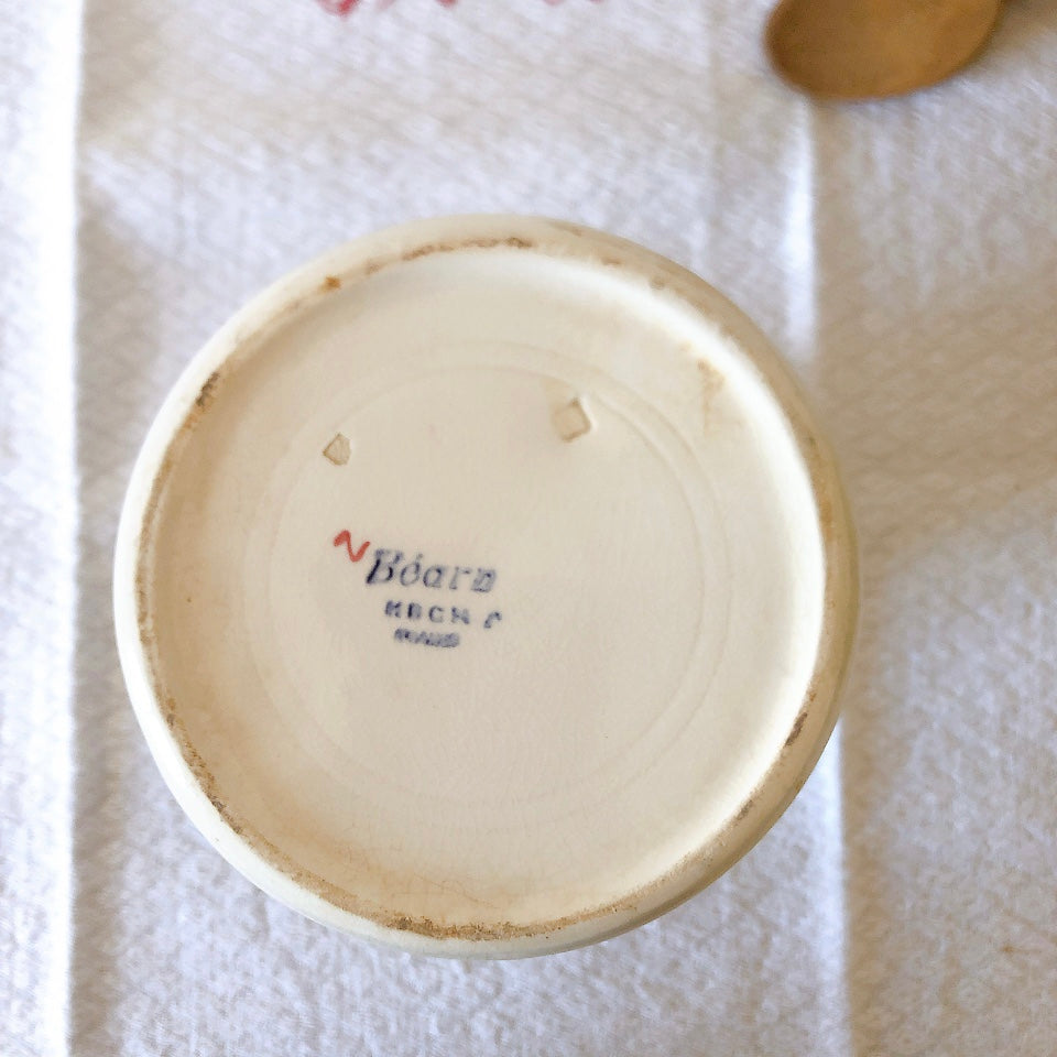 クレイユエモントロー HBCM べアン バスク柄 ピシェ 1200ML「ルージュ・マリン」フランスアンティーク食器 ブロカント