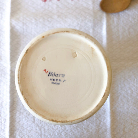 クレイユエモントロー HBCM べアン バスク柄 ピシェ 1200ML「ルージュ・マリン」フランスアンティーク食器 ブロカント