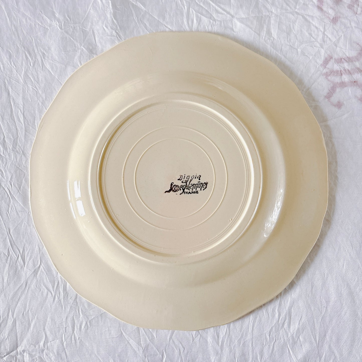 フランス ディゴワン＆サルグミンヌ 花リム ディナープレート 平皿 フランスアンティーク食器 ブロカント　蚤の市