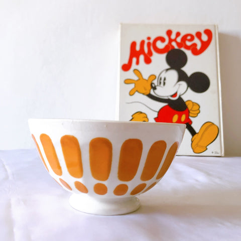 ディゴワン＆サルグミンヌ カフェオレボウル オレンジｘホワイト a フランスアンティーク食器　ブロカントアンティーク　蚤の市