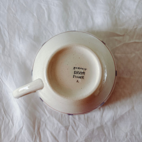 ディゴワンサルグミンヌ バスク柄 コーヒーカップ 200ml『ルージュ・マリン』 フランスアンティーク食器 蚤の市　ブロカント　バスク柄食器