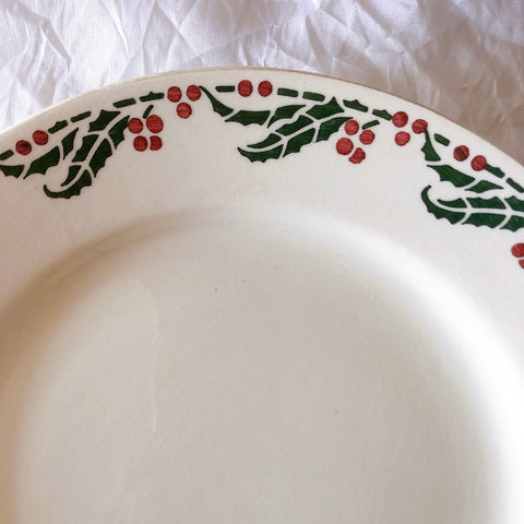 ご予約　フランスアンティーク クレイユモントロー HOUX　柊　ディナープレート　平皿 3枚セット　フランスアンティーク食器　ブロカント　蚤の市