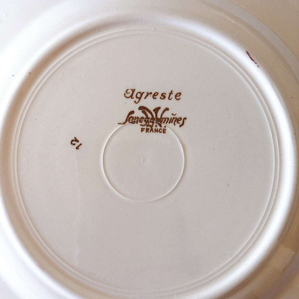 フランス サルグミンヌ sarreguemines アグレスト デザートプレート 20.7㎝  フランスアンティーク食器 フランス蚤の市・ブロカント
