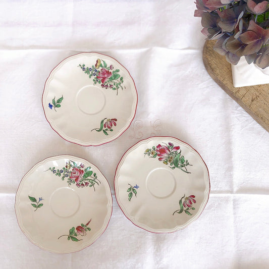 リュネヴィル " Réverbère"シリーズ ソーサー 小皿 デザート皿 3点セット A フランスアンティーク食器 蚤の市 ブロカント